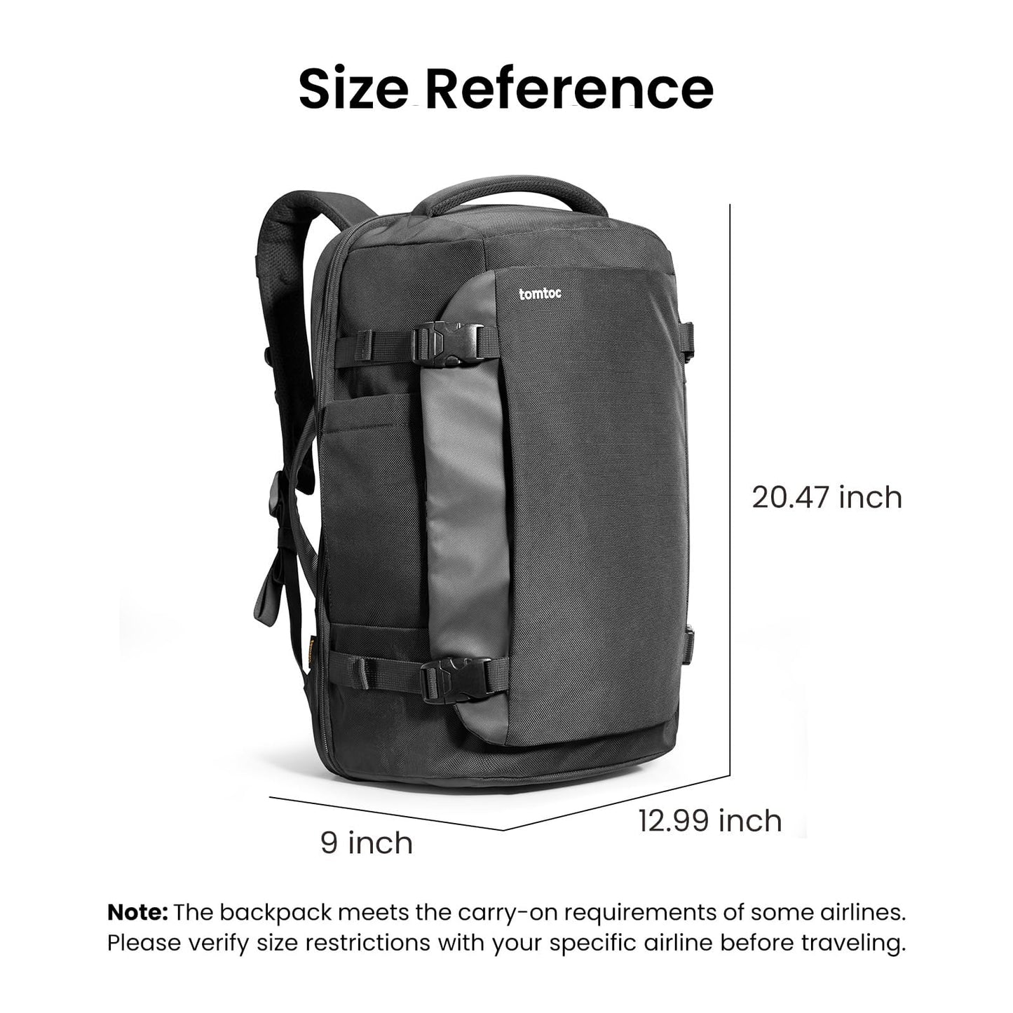tomtoc Travel Backpack 40L, Flight Approved Carry-on Luggage Fits 17.3 Inch Laptop