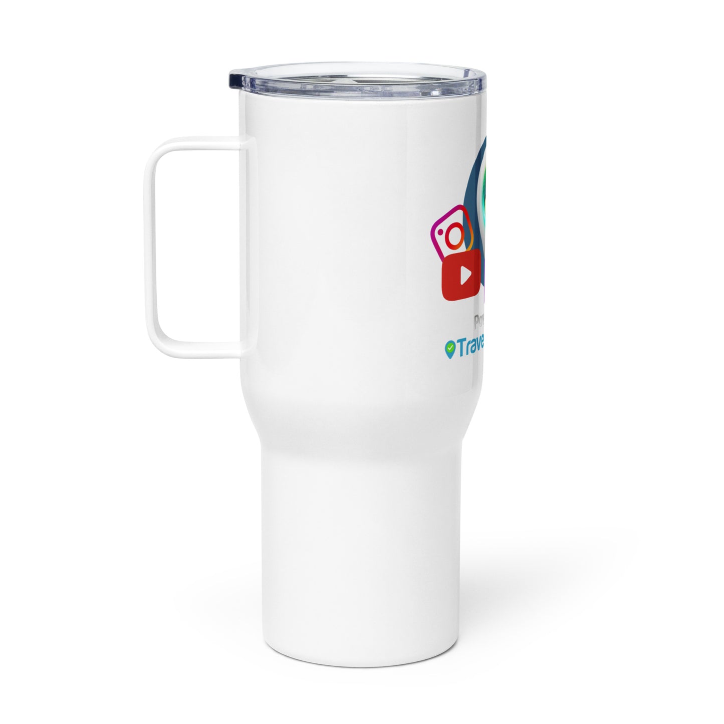 Mr TravelON travel mug with a handle