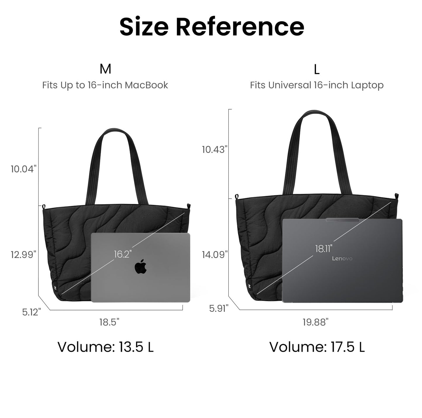 tomtoc 16 inch Puffer Tote Bag for Women