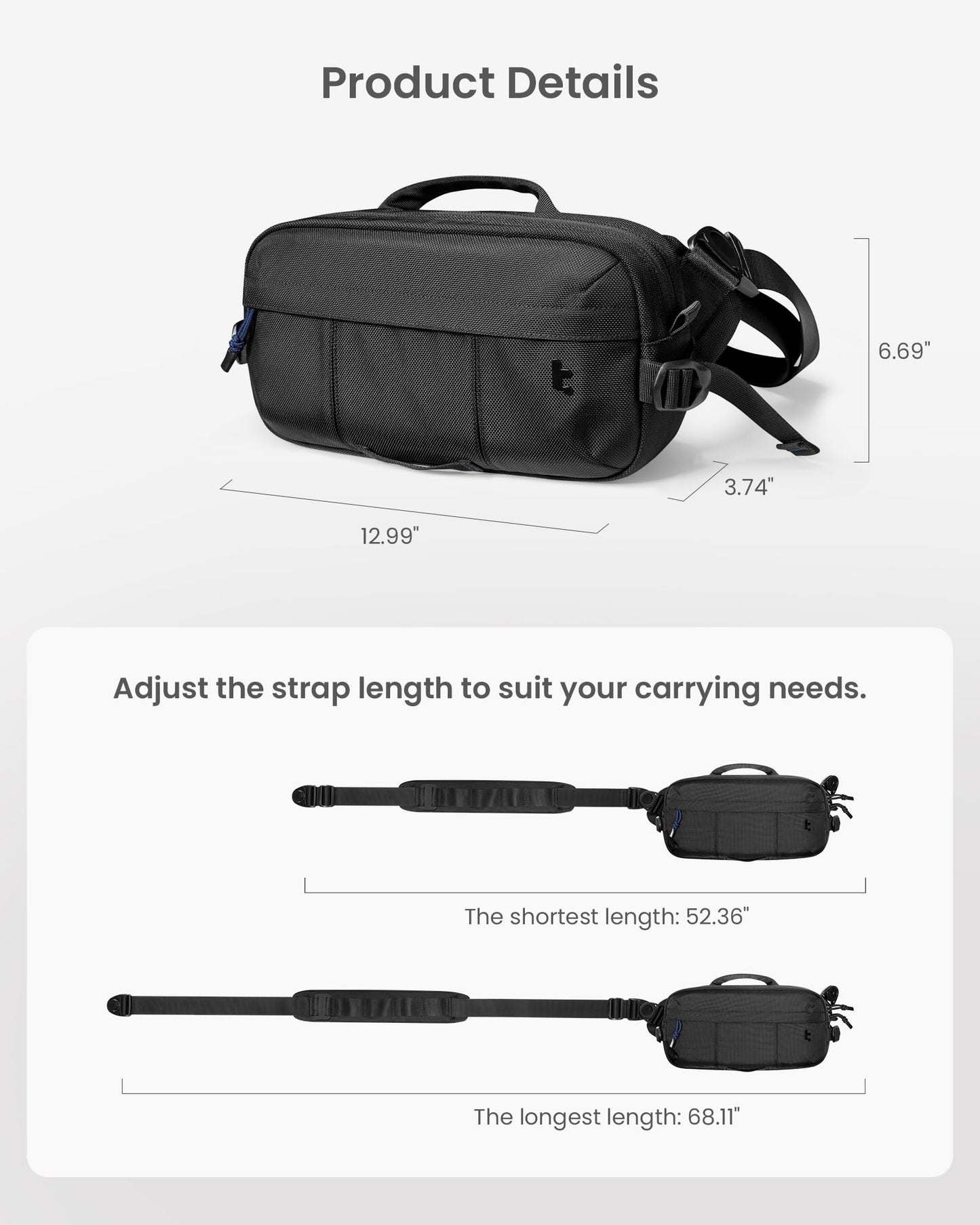 tomtoc 5.5L Sling Bag Heavy-duty Crossbody Bag for Men