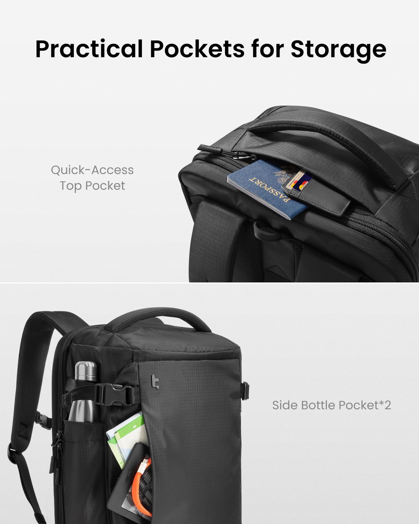 tomtoc Travel Backpack 28L, Flight Approved Easyjet Cabin Underseat 45x36x20 Ryanair 40x20x25 Carry on Luggage