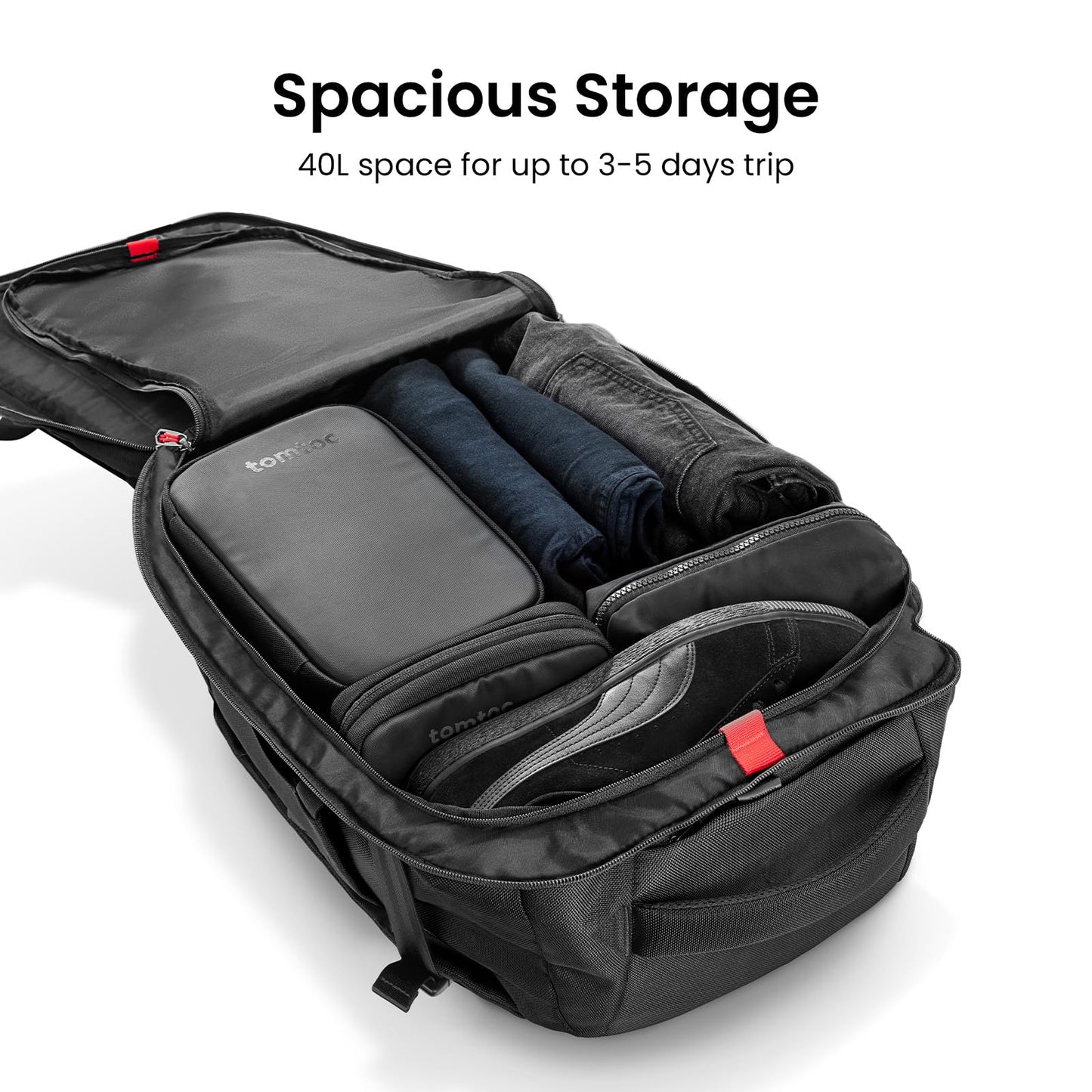tomtoc Travel Backpack 40L, Flight Approved Carry-on Luggage  Fits 17.3 Inch Laptop