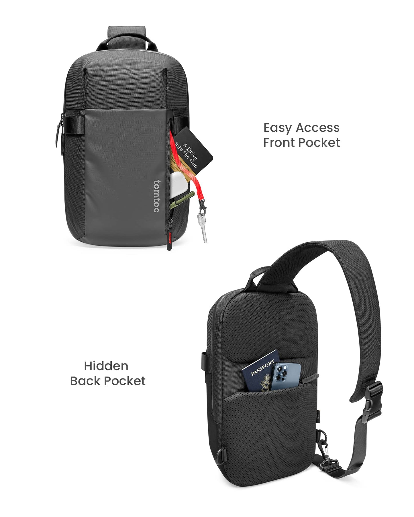 tomtoc Compact Sling Bag for 2025 M5 14 & 13 -inch MacBook Pro, Crossbody Chest Shoulder Bag