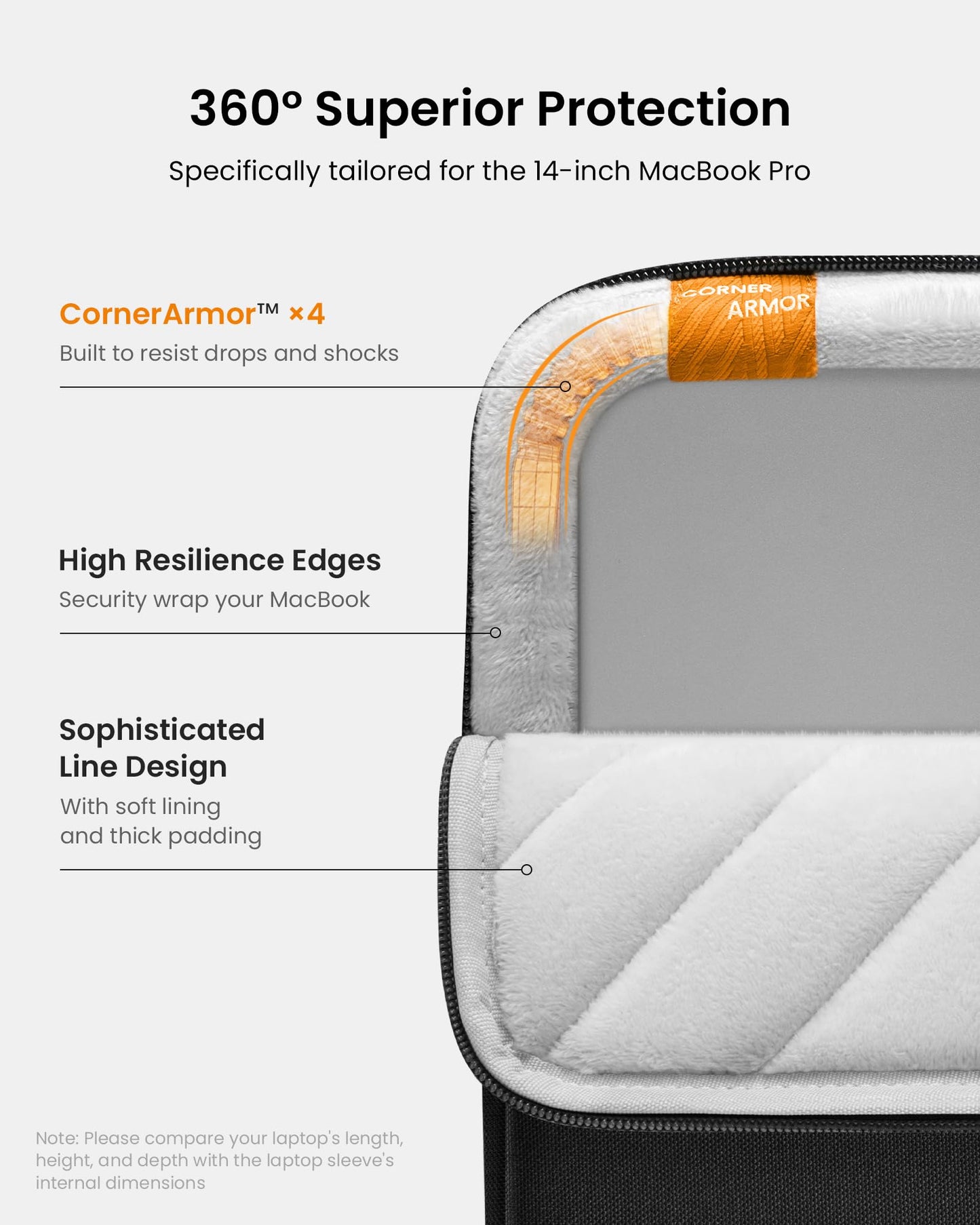 tomtoc 360° Protective Laptop Sleeve for 14" Laptops