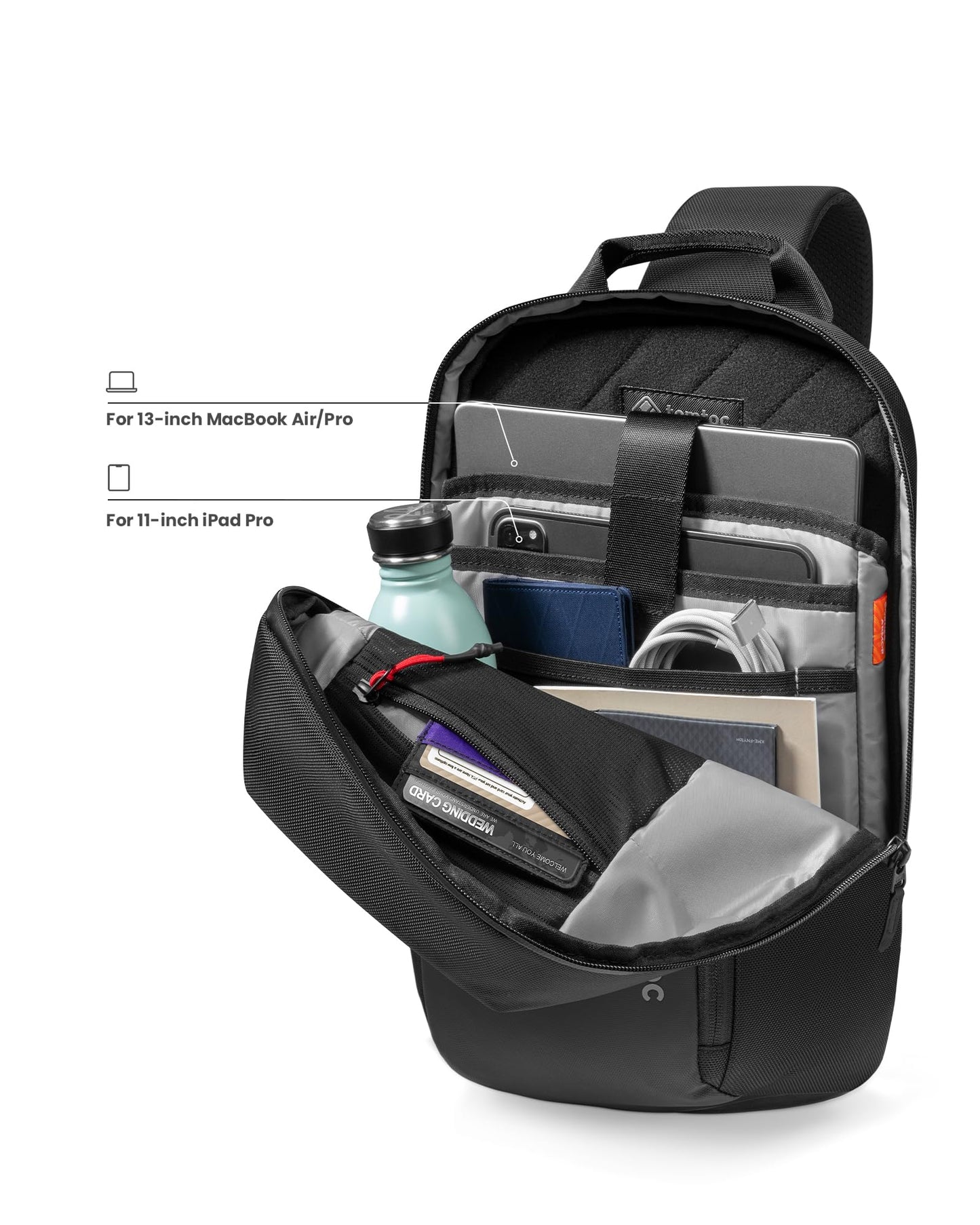 tomtoc Compact Sling Bag for 2025 M5 14 & 13 -inch MacBook Pro, Crossbody Chest Shoulder Bag