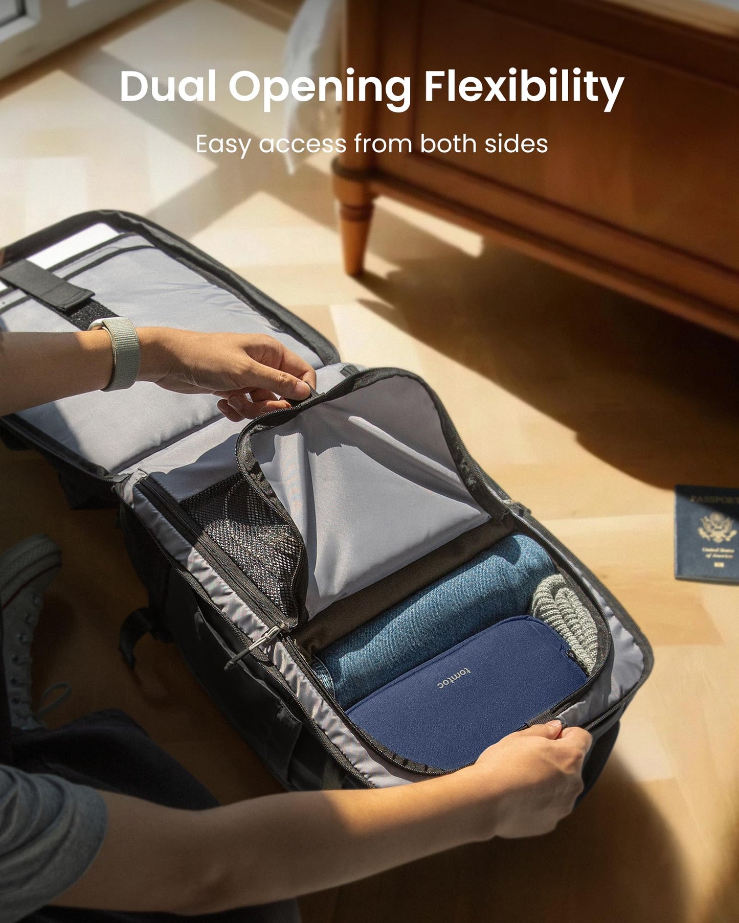 tomtoc Travel Backpack 28L, Flight Approved Easyjet Cabin Underseat 45x36x20 Ryanair 40x20x25 Carry on Luggage