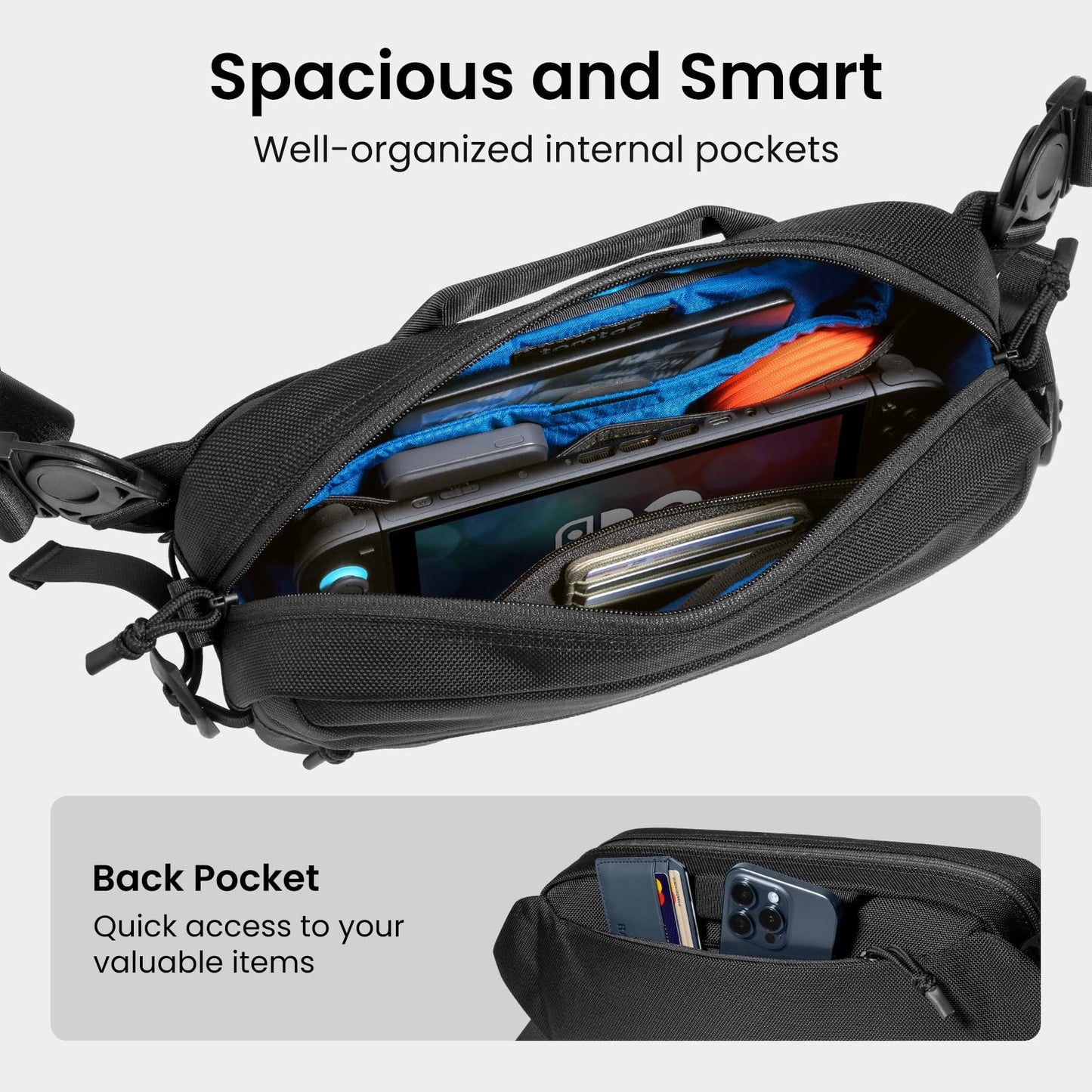 tomtoc 5.5L Sling Bag Heavy-duty Crossbody Bag for Men