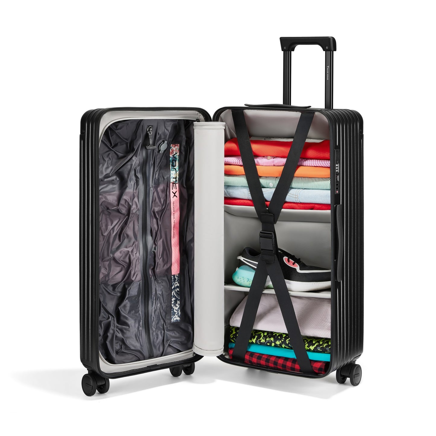 Black Voyage 28" AirTrunk Pro 120L Vacuum-Seal Suitcase